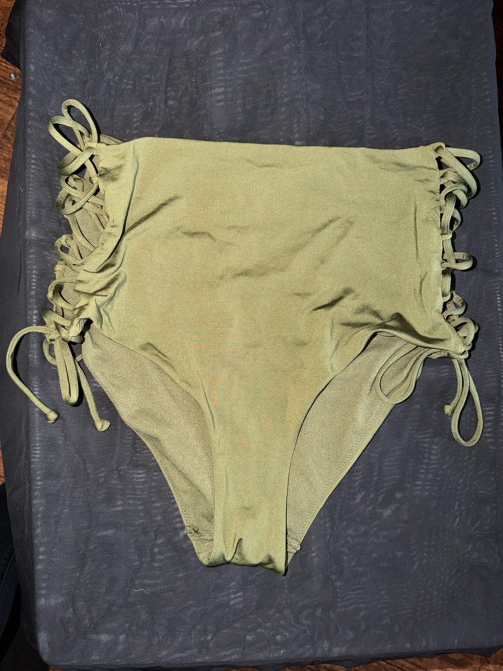 H&M Olive Green High-Waist Bikini Bottom with Side Ties
